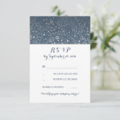 シルバー フローラル ヴィンテージ ネイビー 結婚式 RSVP カード (スタンド正面)