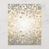 シルバー フローラル 60歳の誕生日 ゴールド ライト 誕生日招待状 チラシ (裏面)