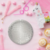 シルバー，フローラ，トレリス，ダマスク，パターエレガントン，シック， ペーパープレート (パーティー)