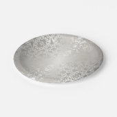 シルバー，フローラ，トレリス，ダマスク，パターエレガントン，シック， ペーパープレート (アングル)