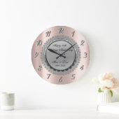 シルバー·フローラ、バラ·金ゴールド結婚25周年 ラージ壁時計 (ホーム)