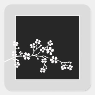 シルバー/ブラックさくらんぼ結婚の花(20)シール スクエアシール