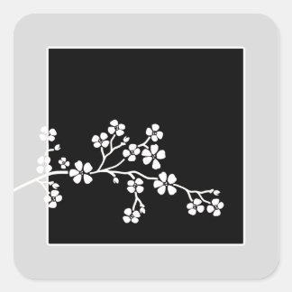 シルバー/ブラックさくらんぼ結婚の花(20)シール スクエアシール