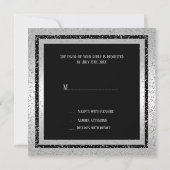 シルバー&ブラックのラメフレーム男性の誕生日RSVP (裏面)