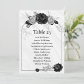 シルバー＆ブラックの花の席次表テーブルナンバー 招待状 (スタンド正面)