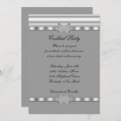 シルバー&ブラックカクテルパーティの招待状テンプレート 招待状 (正面/裏面)