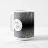 シルバー×ブラックグラデーションの企業ロゴ コーヒーマグカップ (正面左)