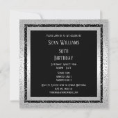 シルバー&ブラックグリッターフレーミングマンズ50誕生日 招待状 (裏面)