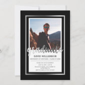 シルバー&ブラックタイポグラフィ | 写真卒業パーティー 招待状 (正面)