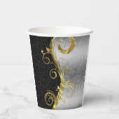 シルバー&ブラックダマスク 紙コップ (裏面)