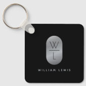 シルバー&ブラックモノグラムミニマモダンリスト キーホルダー (正面)