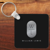 シルバー&ブラックモノグラムミニマモダンリスト キーホルダー (正面)