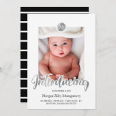 シルバー&ブラックモノグラム導入ベビー 案内状 (正面/裏面)