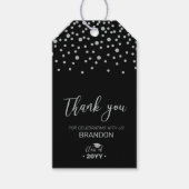 シルバー&ブラック卒業モダンパーティーメッセージカード ギフトタグ (正面)