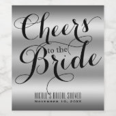 シルバー&ブラック応援ズトゥザブライドブライダルシャワー ワインラベル (シングルラベル)