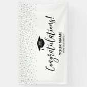 シルバー&ブラック紙吹雪卒業式 横断幕 (縦)