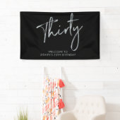 シルバー&ブラック誕生日パーティーウェルカムバナー 横断幕 (インサイチュ)