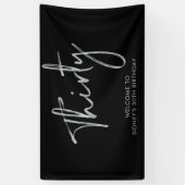 シルバー&ブラック誕生日パーティーウェルカムバナー 横断幕 (縦)