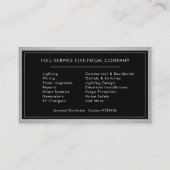 シルバー&ブラック電気サービス電気技師 名刺 (裏面)