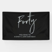 シルバー&ブラック40歳の誕生日パーティーへようこそ 横断幕 (横)