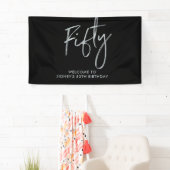 シルバー&ブラック50thバースデーパーティーへようこそ 横断幕 (インサイチュ)
