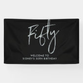 シルバー&ブラック50thバースデーパーティーへようこそ 横断幕 (横)