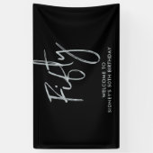 シルバー&ブラック50thバースデーパーティーへようこそ 横断幕 (縦)