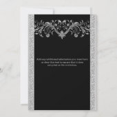 シルバー ブラック ウェディング アニバーサリー 婚約 招待状 (裏面)