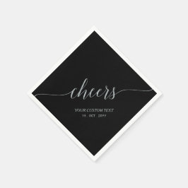 シルバー＆ブラック エレガント おしゃれなレタリング チェアーズ スタンダードカクテルナプキン