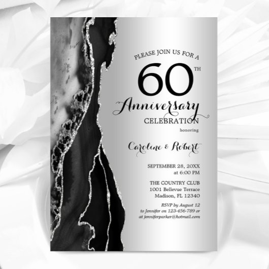 シルバー ブラック エレガント 60周年 招待状