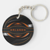 シルバー、ブラック、オレンジ色のジオメトリックゲーミングモノグラム キーホルダー (裏面)