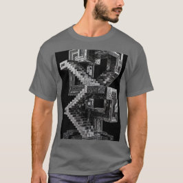 シルバー ブラック クローム エッシャー | ブルータリズム 3D アーキテクチャ Tシャツ