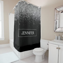 シルバー ブラック グリッター ガーリー モノグラム ネーム