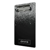 シルバー ブラック グリッター ガーリー モノグラム ネーム ミニクリップボード (アングル2)