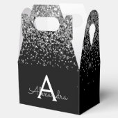 シルバー ブラック グリッター & スパークル モノグラム フェイバーボックス (オープン)