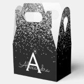 シルバー ブラック グリッター & スパークル モノグラム フェイバーボックス (オープン)
