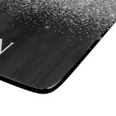 シルバー ブラック グリッター モノグラム ガーリー ネームイニシャル カッティングボード (角)