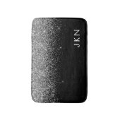 シルバー ブラック グリッター モノグラム ガーリー ネームイニシャル バスマット (正面縦)