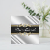 シルバー ブラック ゴールドのバット・ミツバ 招待状 (スタンド正面)