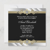 シルバー ブラック ゴールドのバット・ミツバ 招待状 (裏面)