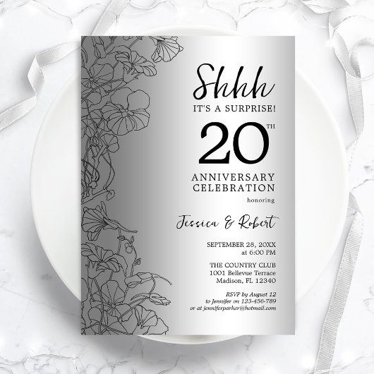 シルバー ブラック サプライズ 20周年 招待状