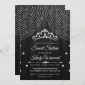 シルバー ブラック ダイヤモンド ティアラ スウィート16 招待状 (正面/裏面)
