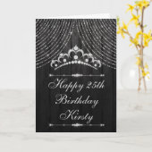 シルバー ブラック ダイヤモンド ティアラ 誕生日 カード (黄色い花)