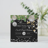 シルバー ブラック デコ クリスマス ホリデー パーティー 招待状 (スタンド正面)