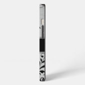 シルバー ブラック フラワースワール iPhoneケース (左側面)