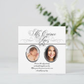 シルバー ブラック＆ホワイト フォト キンセアニエラ 招待状 (スタンド正面)