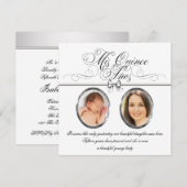 シルバー ブラック&ホワイト フォト キンセアニエラ 招待状 (正面/裏面)