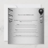 シルバー ブラック & ホワイト フォーマル バースデー パーティー 招待状 (裏面)