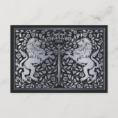 シルバー ブラック メディーバル ライオン ウェディング RSVP エンクロージャーカード (裏面)