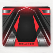 シルバー、ブラック、レッドのジオメトリックゲーミングモノグラム マウスパッド (正面)